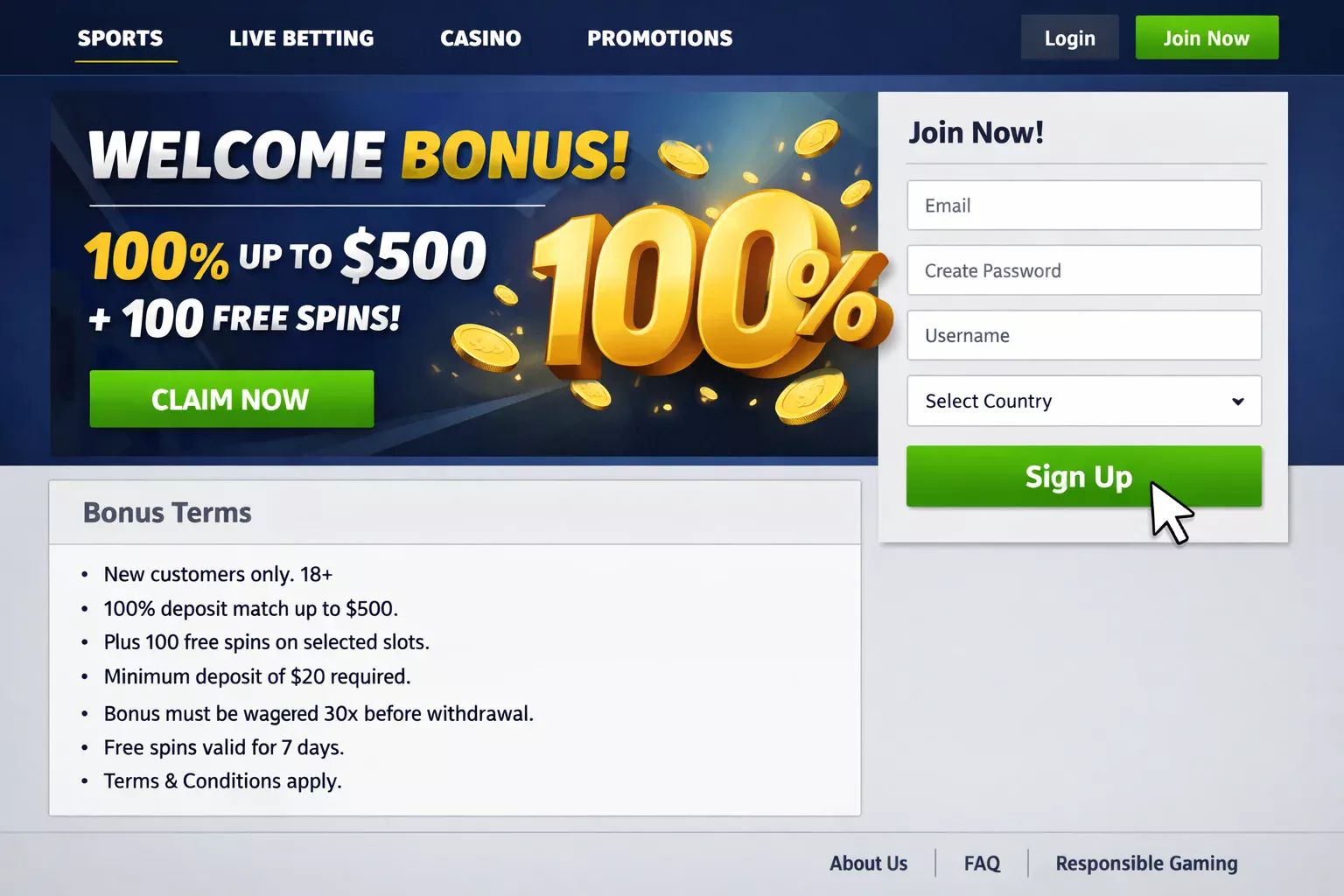 Willkommensbonus-Angebot auf Wettportal