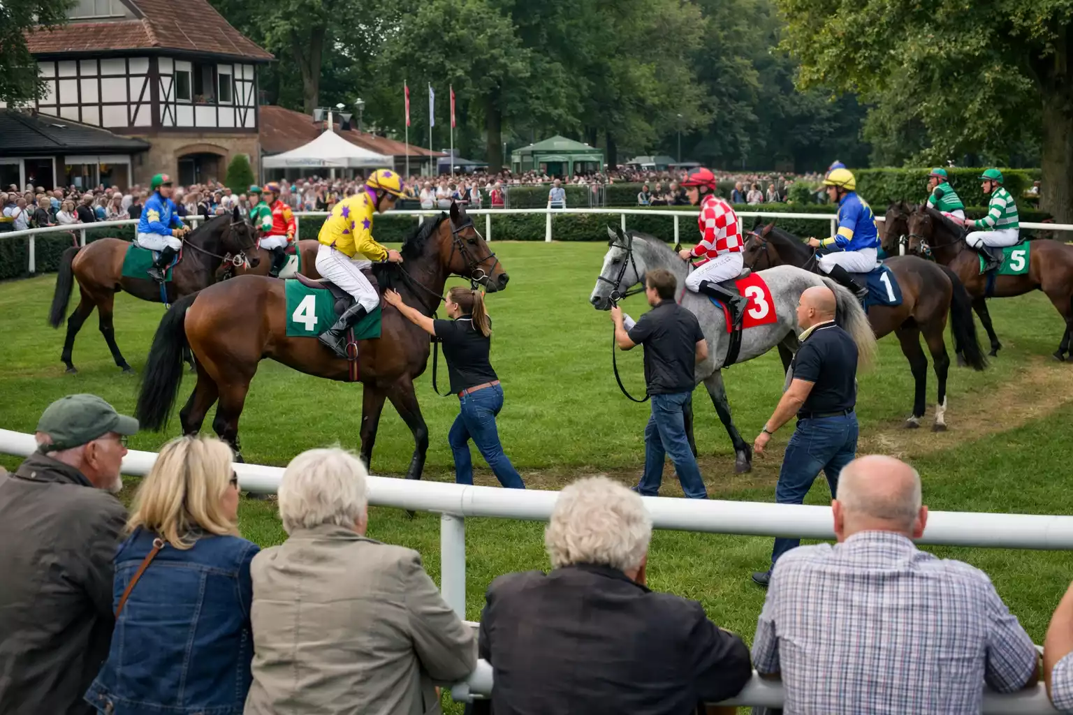 Pferde werden im Führring vorgeführt