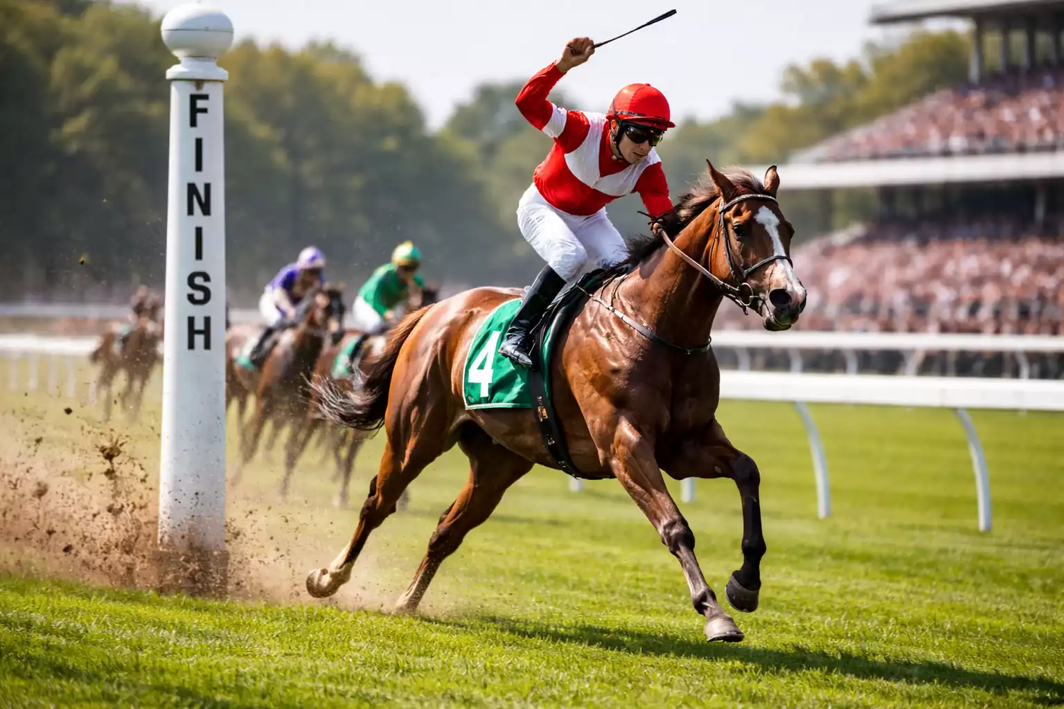 Pferd überquert als Erstes die Ziellinie